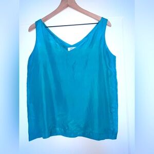 Vintage V-neck, turquoise/teal silk tank, women’s size medium